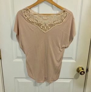 100% Modal Blush Pink Dolman Sleeve Crochet Lace